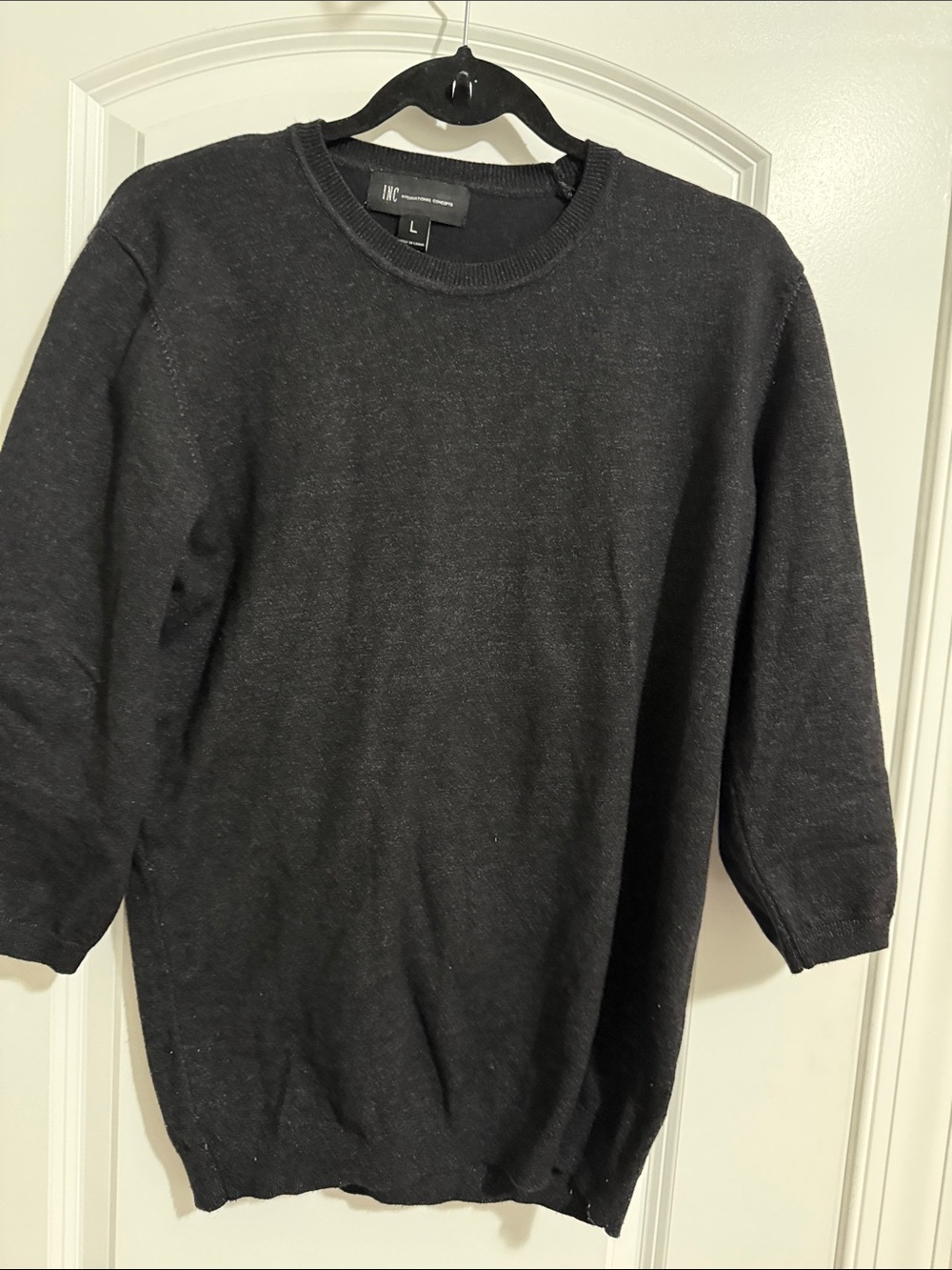 INC International Concepts Charcoal Black Crewneck Sweater